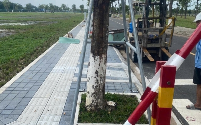 THI CÔNG VỈA HÈ KHU BIỆT THỰ VƯỜN BA SON 